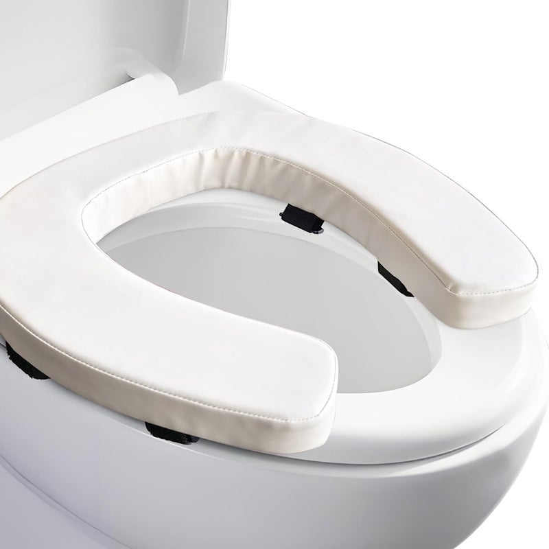 Deftyolo Soft Toilet Seat Cushion with 2-inch High-Density Foam Padded Toilet Cushion Toilet Seat Riser Waterproof PU Fabric-Suitable for Standard,Elongated Toilets(Beige) - Image 1
